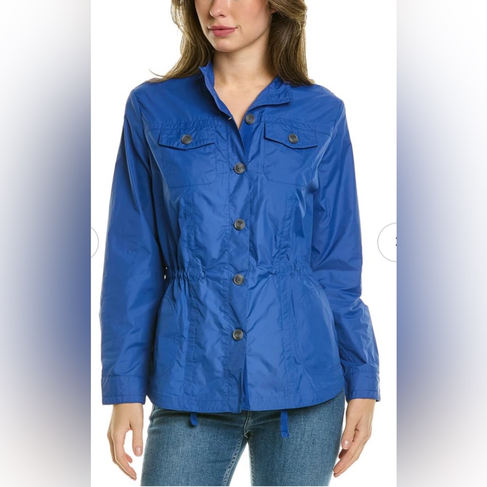 J. McLaughlin Vista Linen Blue Jacket Size Large